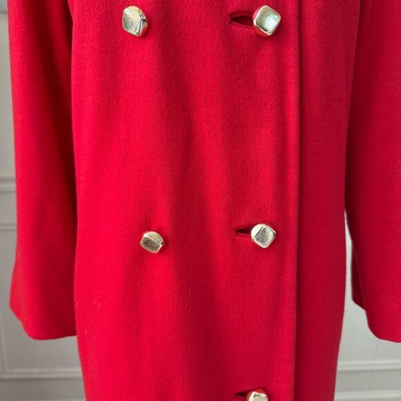 Vintage 60s Count Romi Double Breasted Red Gold Button Coat S - Picture 5 of 11